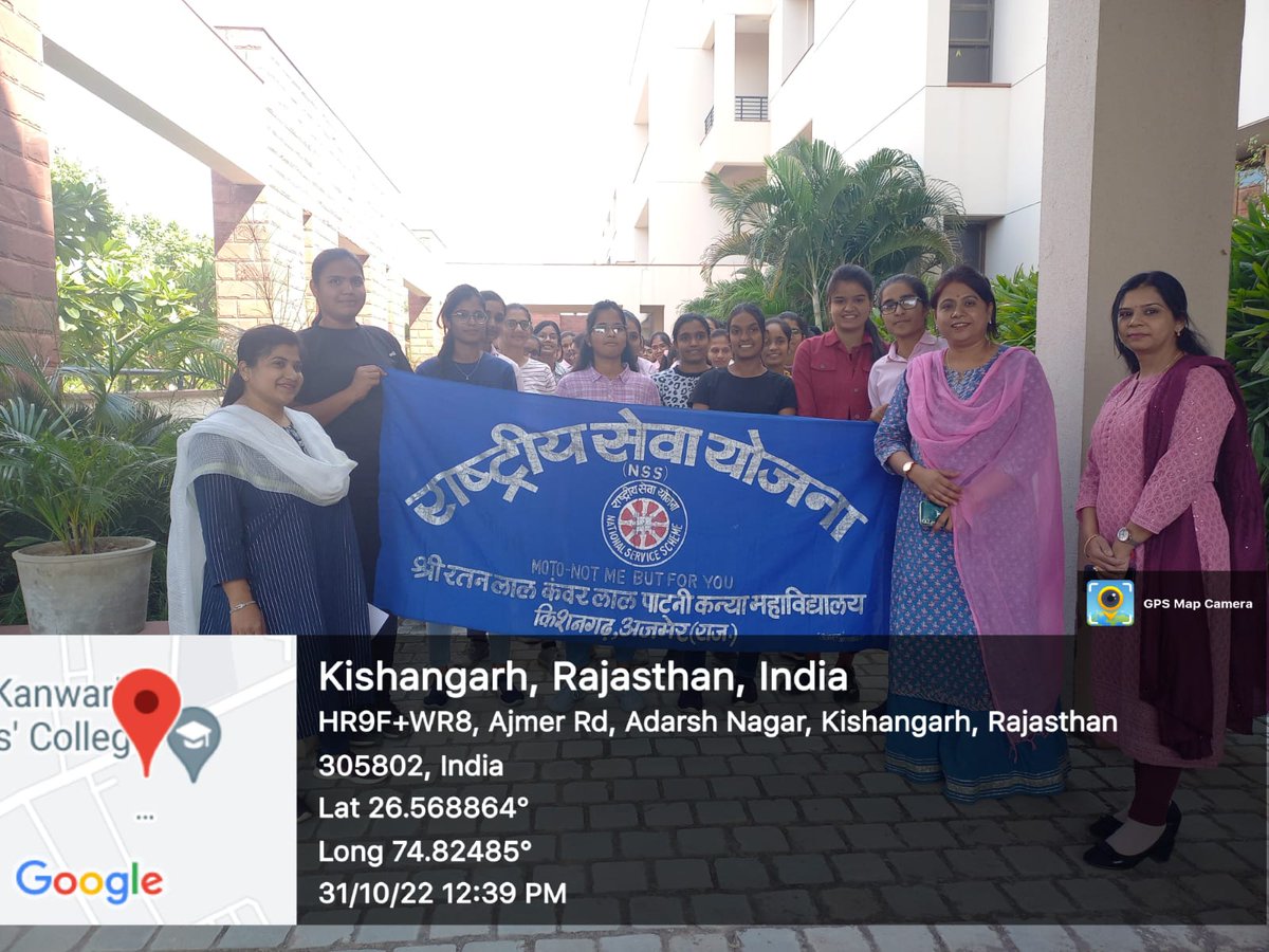 srkpgc_nss's tweet photo. Sri Ratanlal Kawarlal Patni Girls' College, Kishangarh celebrated the 146th  birth anniversary of Sardar Vallabhbhai Patel (Iron Man of India) on the occasion of National Unity Day 2022. Run for Unity and Pledge for unity are done by NSS volunteers.
#HappyNationalUnityDay #SRKPGC https://t.co/ZZntbGMN09