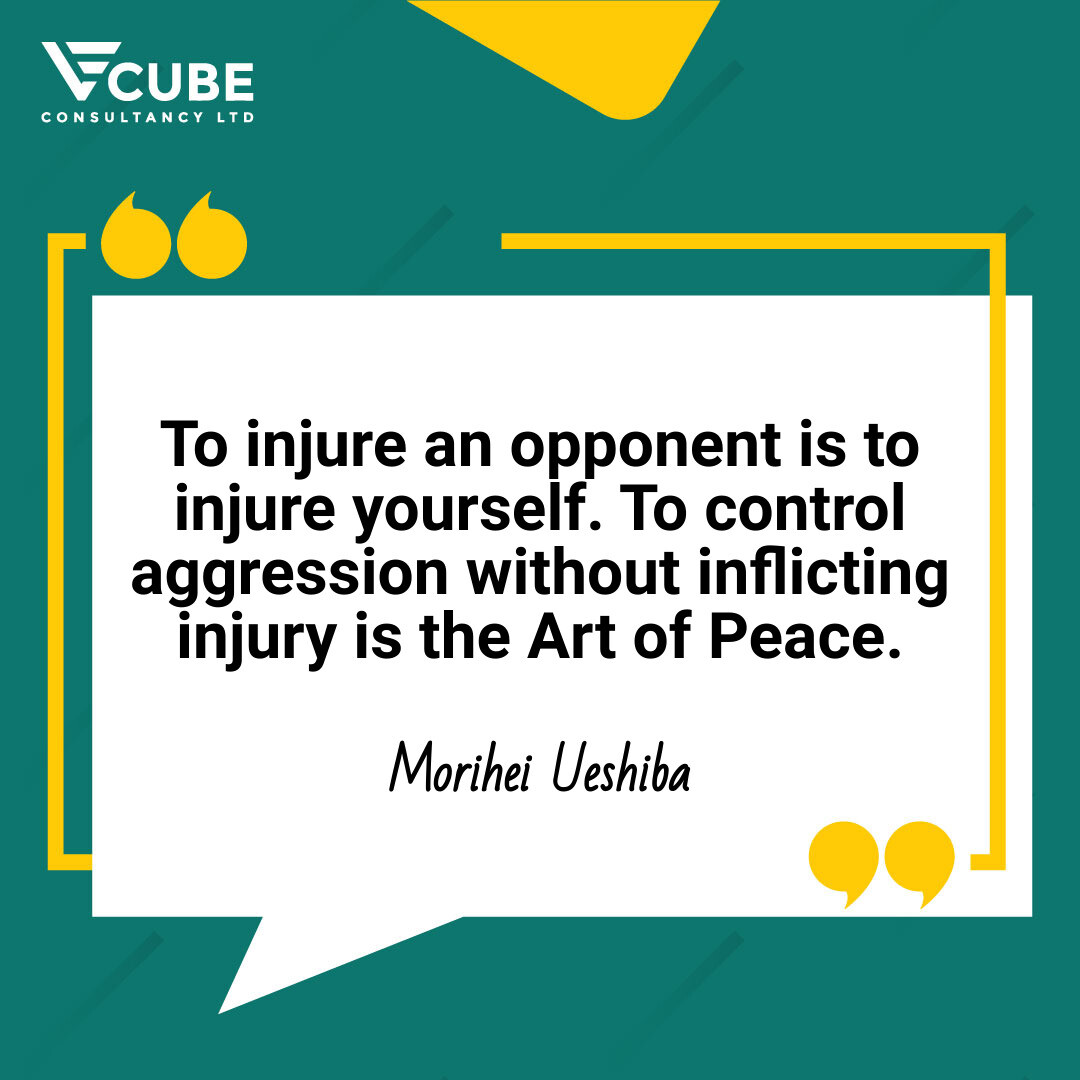 v3consultancy's tweet photo. To injure an opponent is to injure yourself. To control aggression without inflicting injury is the Art of Peace.

- Morihei Ueshiba https://t.co/s0x10Gv4Dq