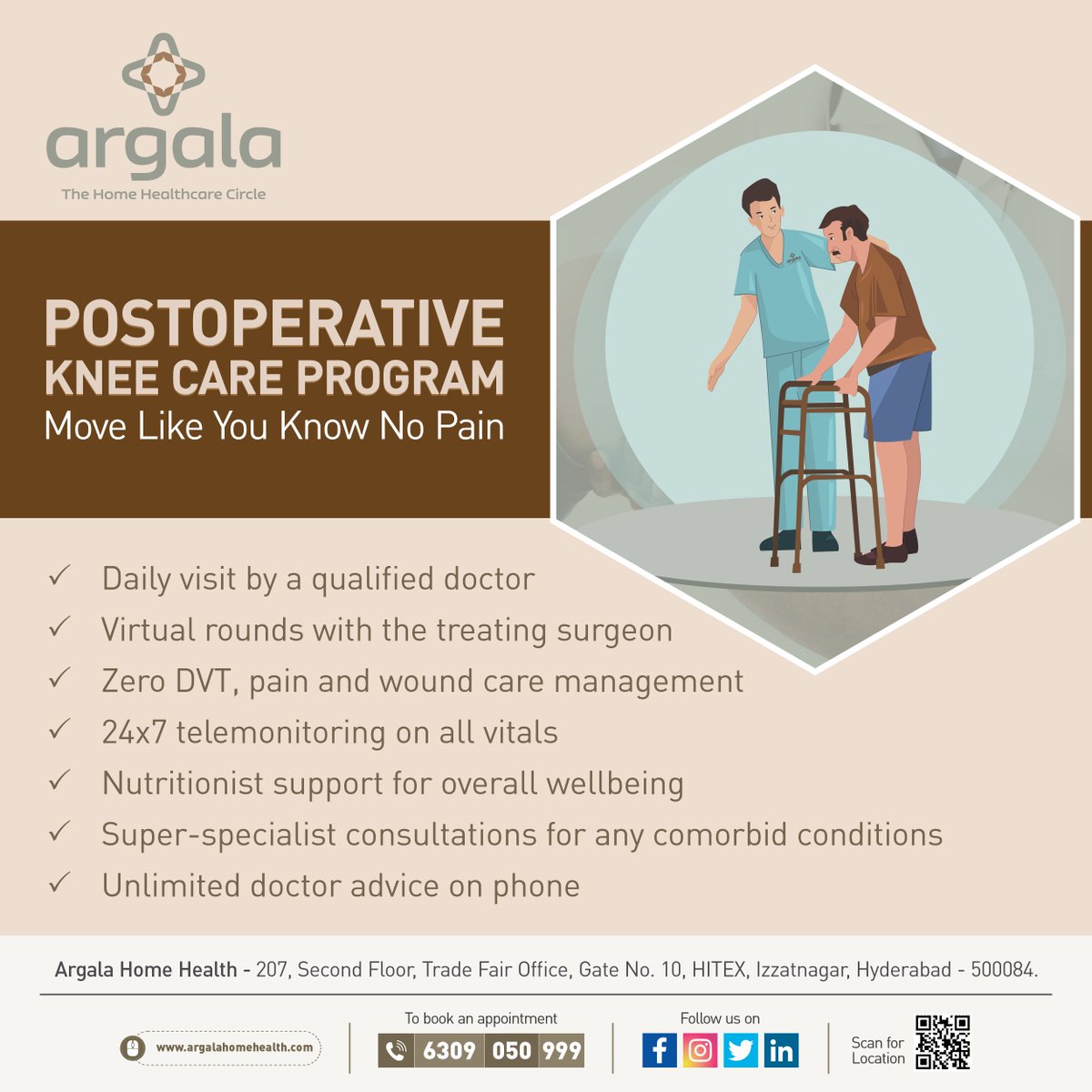 Post-Operative Knee Care At Home Service - A comprehensive at-home medical rehab package designed to restore your health and mobility at the convenience of your home.

Book Your Appointment Now!
📞+91 - 6309050999
📩 info@argalahomehealth.com

#postsurgeryrecovery