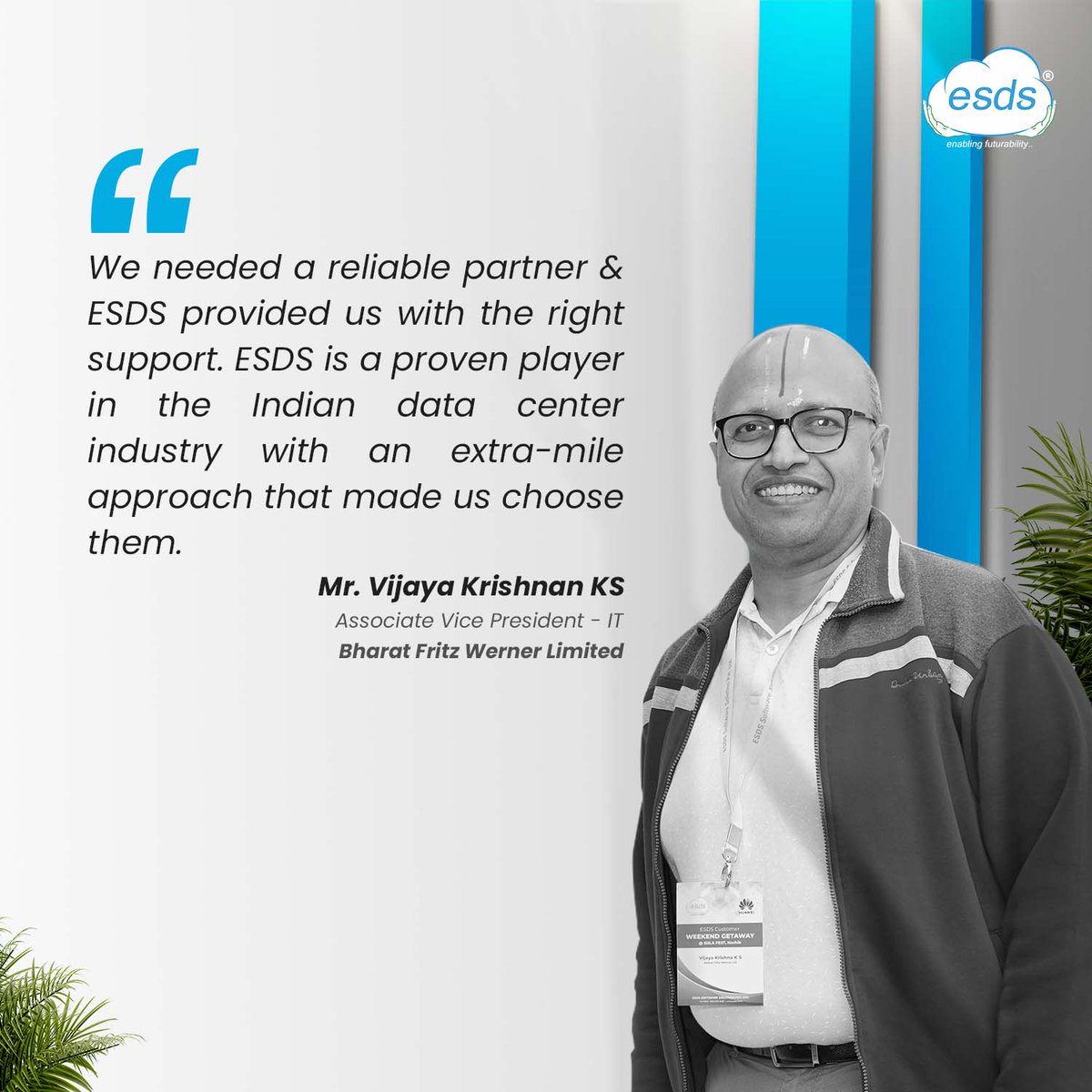 ESDSDataCenter's tweet photo. Mr. Vijayakrishna Iyengar, Bharat Fritz Werner Ltd. (BFW), takes through their journey of over 60 years in business and the importance of a partner like ESDS on the path towards success. 

Connect with us now: https://t.co/MjX3OSnPXu

#ESDS4U #SAP #hosting #cloud #technology https://t.co/uL6EZ7GyAe