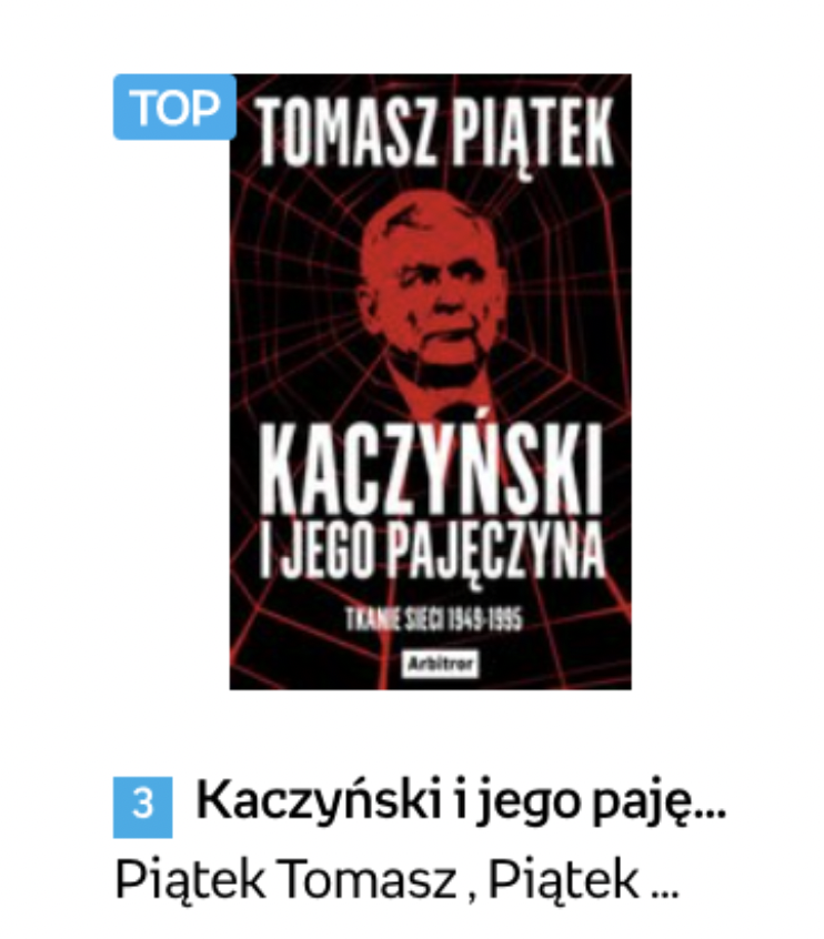 Tomasz5ek's tweet photo. Empik ukrywa swój bestseller nr 3. Sprzedaje #KaczyńskiIJegoPajęczyna wysyłkowo. Nie wystawia książki w salonach. 
@empik obiecał, że to zmieni. Ale do salonów dwumilionowej Warszawy sprowadził... 8 egzemplarzy.
Piszmy w tej sprawie do monika.marianowicz@empik.com
Dzięki za RT! https://t.co/KcPNnaCSpN