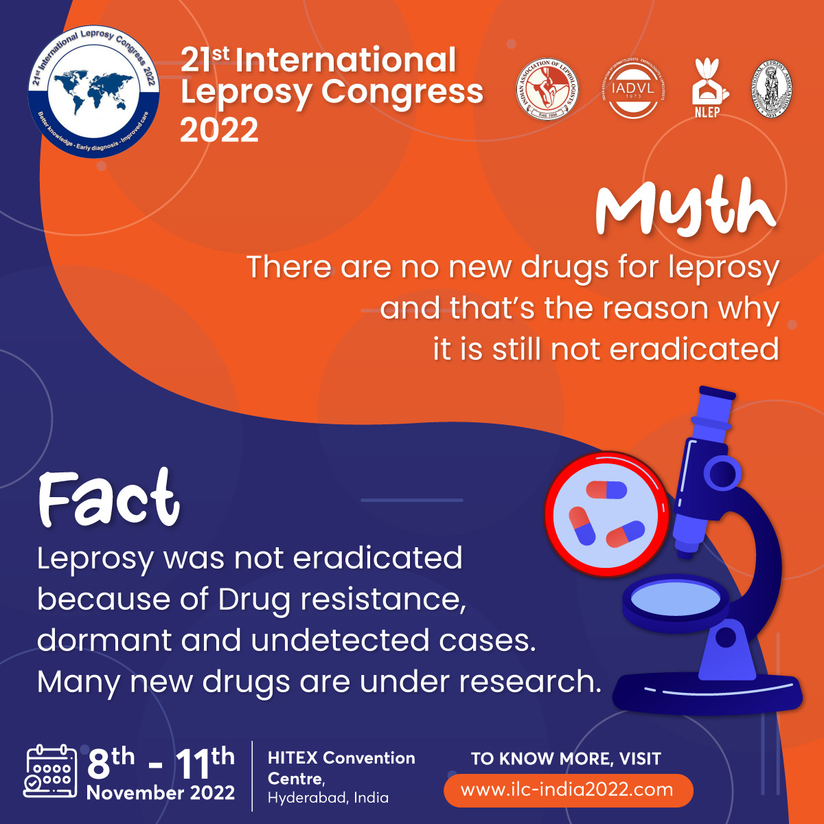 21ILC2022's tweet photo. Leprosy: Myth &amp; Fact
#IndianAssociationOfLeprologists #IndianAssociationOfDermatologistsVenereologistsAndLeprologists #CentralLeprosyDivision #MinistryOfHealthAndFamilyWelfare #GovtOfIndiaNationalLeprosyEradicationProgramme
#InternationalLeprosyAssociation #WHO https://t.co/0jFOPjo5nN
