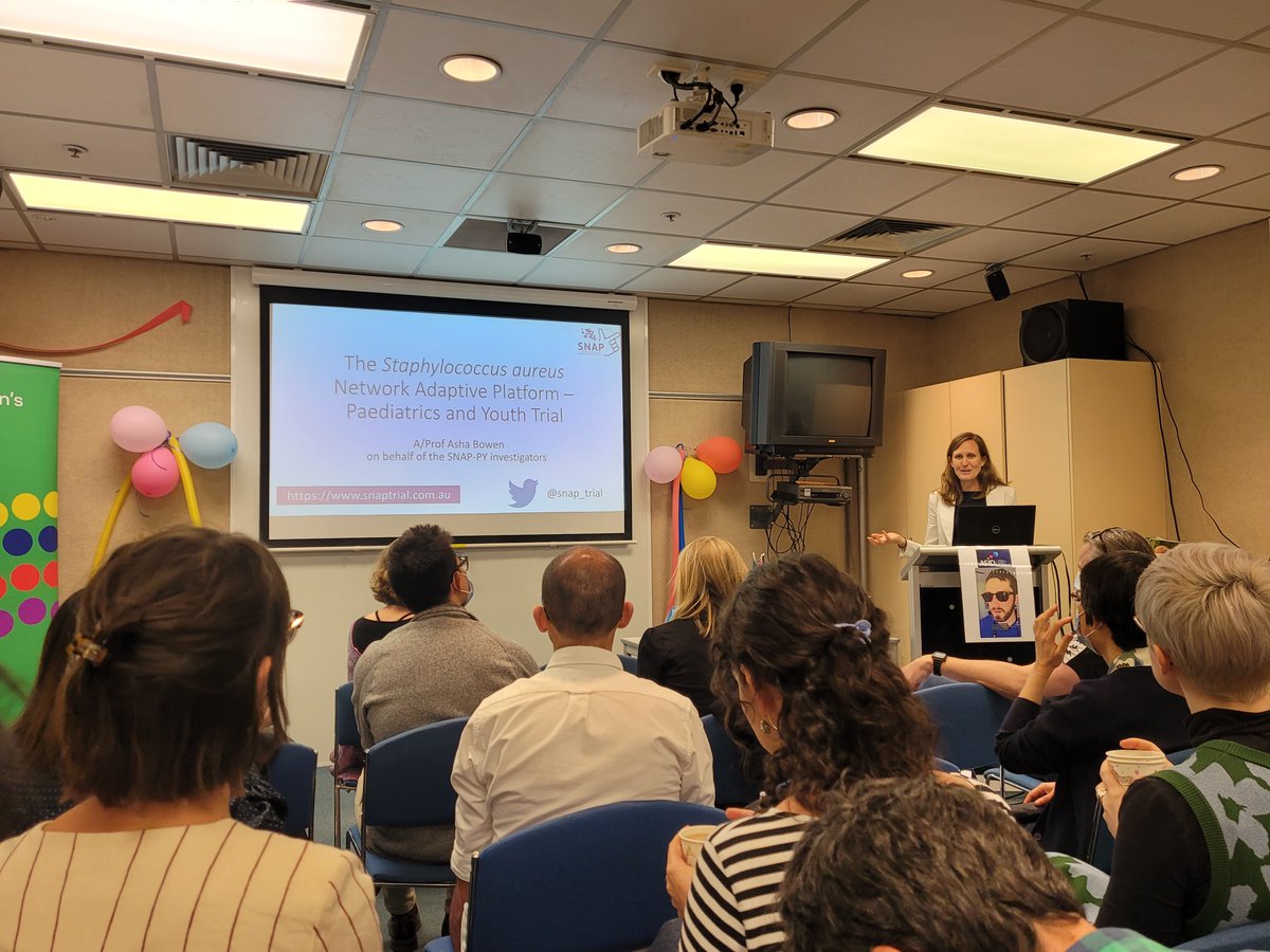 anzpid's tweet photo. "Randomised care is better than random care". A/Prof @AshaBowen giving us a SNAP-PY @snap_trial summary including current SAB evidence at @ASIDANZ #ANZPID22. https://t.co/td2hN7oY7b #IDTwitter #MedTwitter #infectiousdiseases @syctong @Josh_S_Davis https://t.co/9L6CdkJ2Aq