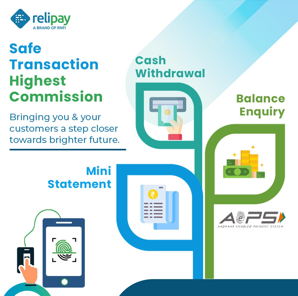 With 𝐑𝐞𝐥𝐢𝐩𝐚𝐲’𝐬 𝐀𝐄𝐏𝐒 services save your customers time and money, and earn their trust and a handsome commission in return.

#aeps #moneytransfer #bbps #mobilerecharge #recharge #microatm #insurance #billpayment #billpayments #dmt #domesticmoneytransfer #cashwithdrawal