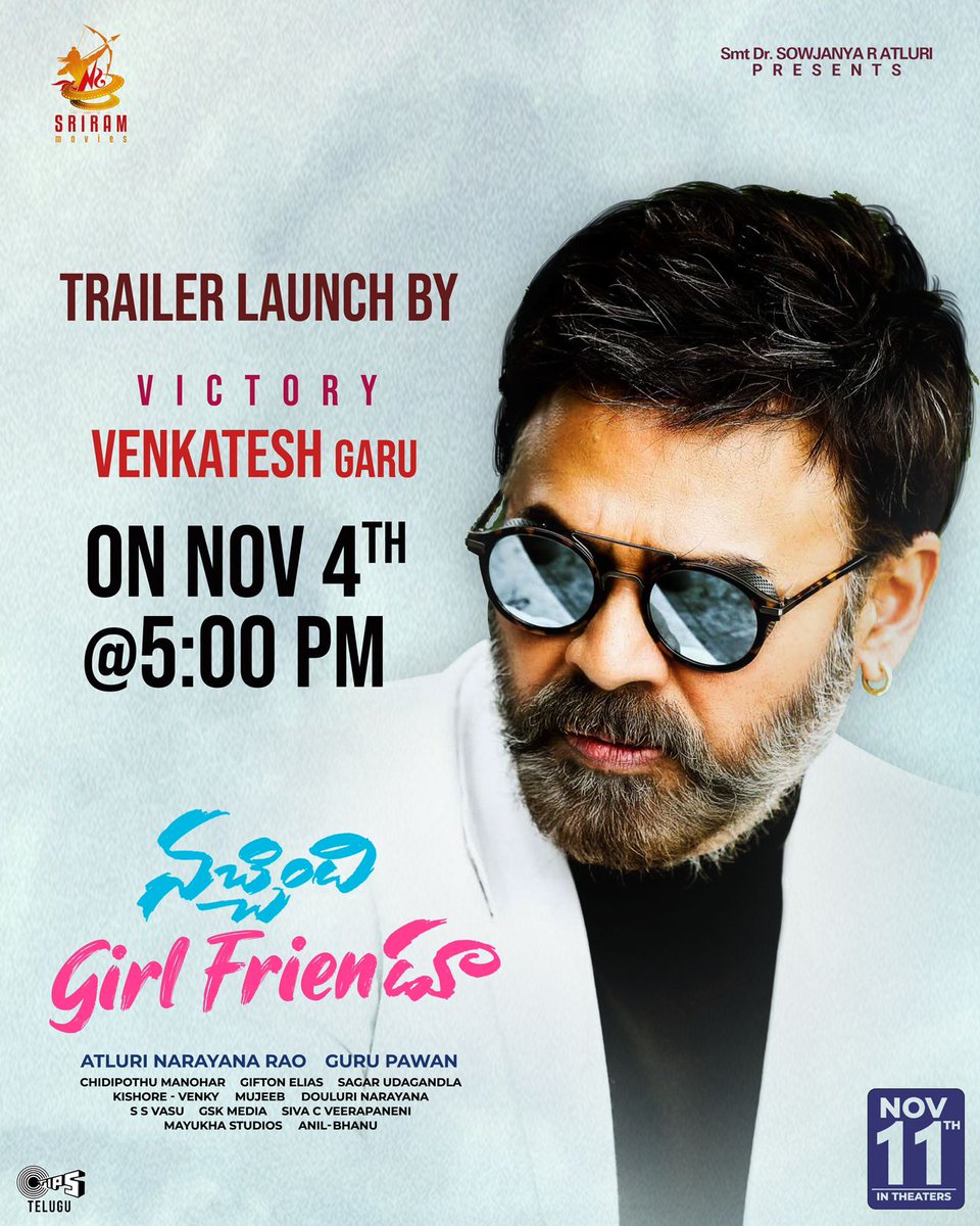 IamEluruSreenu's tweet photo. Get Ready for the Lovely Trailer of #NachhindiGirlFriendu 

Launch by @VenkyMama TOMORROW at 5.00 PM 

Witness the Madness in Love 

#NGFfromNov11th 💥

@UsUday19 @Jeniferemmanu11 #MadhuNandan @iamdinosaar @GuruDepuru @GiftonElias @AtluriNRao #GiriKoduri @tipsmusicsouth https://t.co/e6kqgZPV3E