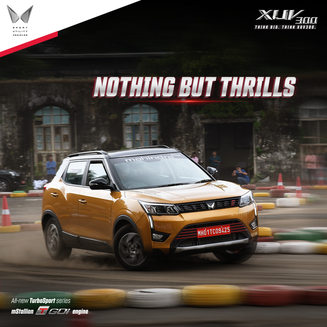 MahindraXUV300's tweet photo. When you are driving an XUV300 TurboSport, unleashing thrill is just the standard drill.
Know more: https://t.co/ulQG0zNZ6F

#TheUltimateThrillMachine #RallytoRoad #PeakPerformance #MahindraXUV300 #XUV300 https://t.co/u574nOiakd