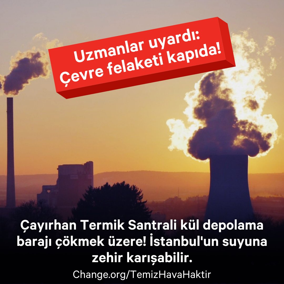Çayırhan Termik Santrali’nin çevreye etkilerini raporlayan <a href="/iklimarastirma/">İklim Değişikliği Politika ve Araştırma Derneği</a> kül barajının teknik ve bilimsel değerlendirmelerinin yapılmadığını ve yıkılma riski olduğunu ortaya koydu.

Santrallerin kapatılması için <a href="/temizhavahakki/">Temiz Hava Hakkı Platformu</a> kampanya sürdürüyor:
👉 chng.it/ph58n5Hp