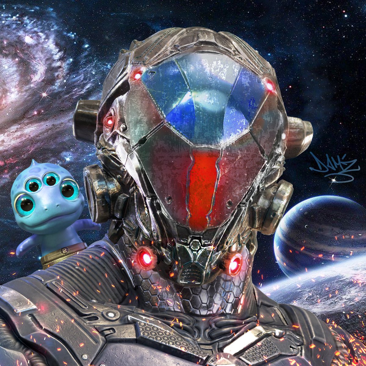Loving my new PFP created by the one &amp; only @GuimoneauDamien! S/O to <a href="/Astrals_NFT/">ASTRALS 💫</a> for allowing me to create such an amazing piece of art to call my own..of course I had to have my baby spiran traveling the galaxy with me at all times😂