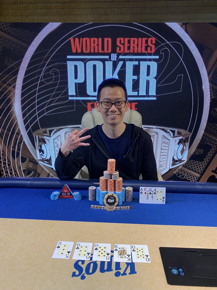 AnsonTsangPoker's tweet photo. Did it again! Captured my 3rd bracelet in 2K PLO event🔥🔥🔥
@WSOP @PokerroomKings
#WSOPE #Poker #Tournament #3rdBracelet #Rozvadov #PLO #KeepGoing #TeamHK https://t.co/K4XXnWfbiS