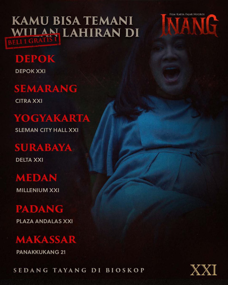 filminang's tweet photo. Jangan lewatin kesempatan nonton Film Inang di layar lebar! Lebih asyik lebih berdebar!

Segera beli tiketnya di bioskop ini ya teman-teman!
Pake promo Buy 1 Get 1 Free sekarang!

#Inang https://t.co/mIBrWtvW5i
