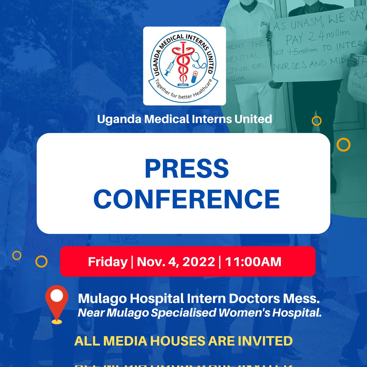 UMIUOfficial's tweet photo. We shall hold a press conference tomorrow to give more insight on our upcoming sit-down strike. All media houses are invited. 
@ntvuganda @nbstv @DailyMonitor @newvisionwire @BBCAfrica https://t.co/YBiyB3BGY4
