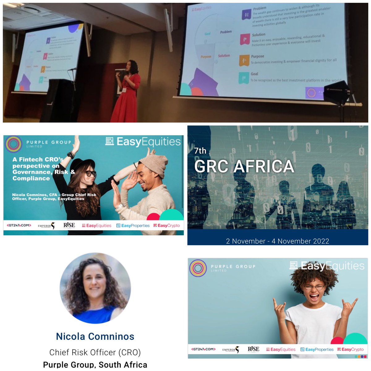 NicolaComninos's tweet photo. Enjoyed representing @PurpleGroupPPE, @EasyEquities sharing how we create and protect value through our purpose of enabling #financialfreedom for all our #invstrs through an integrated governance, risk and compliance management approach embedded in our #dna and #agileculture https://t.co/TNWXDpE89i