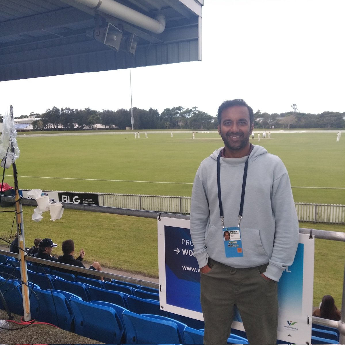 Gampa_cricket's tweet photo. Fun 4 days of Sheild commentary - #NSWvSA in Wollongong. Spent my initial years in this beautiful country in Wollongong. To return to ground  as a commentator for @kayosports @cricketcomau always feels special. Now to the SCG for #T20WorldCup #SAFvPAK https://t.co/lZYnuCETZS