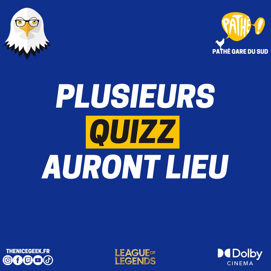 TheNiceGeek06's tweet photo. Toutes les infos pour la nuit au #Cinema @pathefrance #GareDuSud à l’occasion de la finale #Worlds2022 #LeagueOfLegends !
#Nice06 #lol https://t.co/HjFtatb7lT