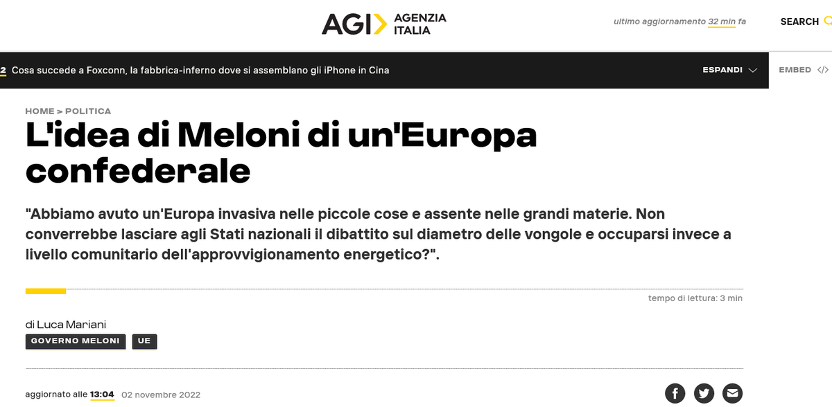 Giorgia Meloni oggi arriva a Bruxelles. E prima di partire ritira fuori per Bruno Vespa la storia dell'Ue che impone il diametro delle vongole.

2,5 o 2,2 centimetri?

Volete sapere la storia vera? E' una storia italianissima.