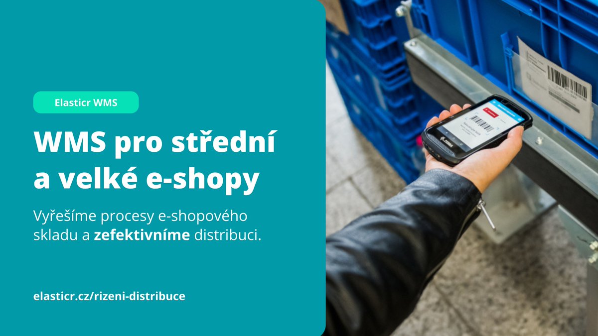 📦 Skladové hospodářství je častou Achilovou patou provozovatelů e-shopů. Díky Elasticr WMS zrychlíte expedici objednávek, zpřehledníte pohyb zboží, zminimalizujete chybovost skladníků a automatizací ušetříte čas i náklady.

Vyřešte distribuci e-shopu > elasticr.cz/rizeni-distrib…