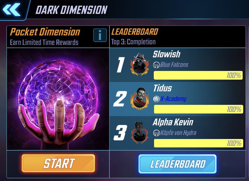 4Playluke's tweet photo. Don’t forget about pocket dimension which is live right now! 

It’s hidden away in the dark dimension tab! (To the left)

#MSF #MarvelStrikeForce #MSFPOD https://t.co/53GD2H5k6P