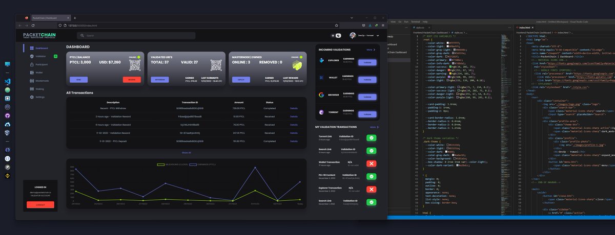 PacketChain's tweet photo. Here is a sneak peak of the PacketChain Dashboard that is being developed by @dvYsmael  our Project head developer. 

https://t.co/4hddhlxX0d 🚀

#packetchain
#masternode https://t.co/qSc6eOOk8D