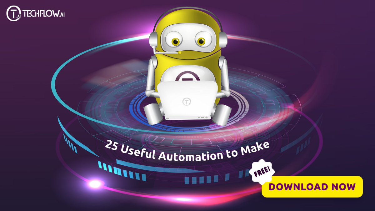 Techflow_AI's tweet image. Learn how to use the power of automation to market your business and get ahead of your competition. 😉
Use this “25 Useful Automations to Make” as a guide to automate most of your business tasks 😊.
Get your FREE copy here 👉 tchflw.ai/Antv