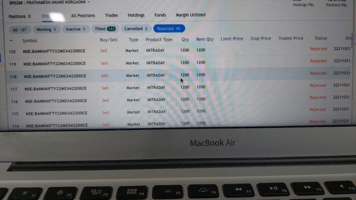 livetradebook's tweet photo. @fyers1 @tejaskhoday you are team has forgot to update freeze quantity in one click exit order feature. It is getting rejected as it is punching 1200 quantities in one lot. Please update asap #fyers #error #issue this photo after i try to exit from current positions tab https://t.co/HakaCwFvlA