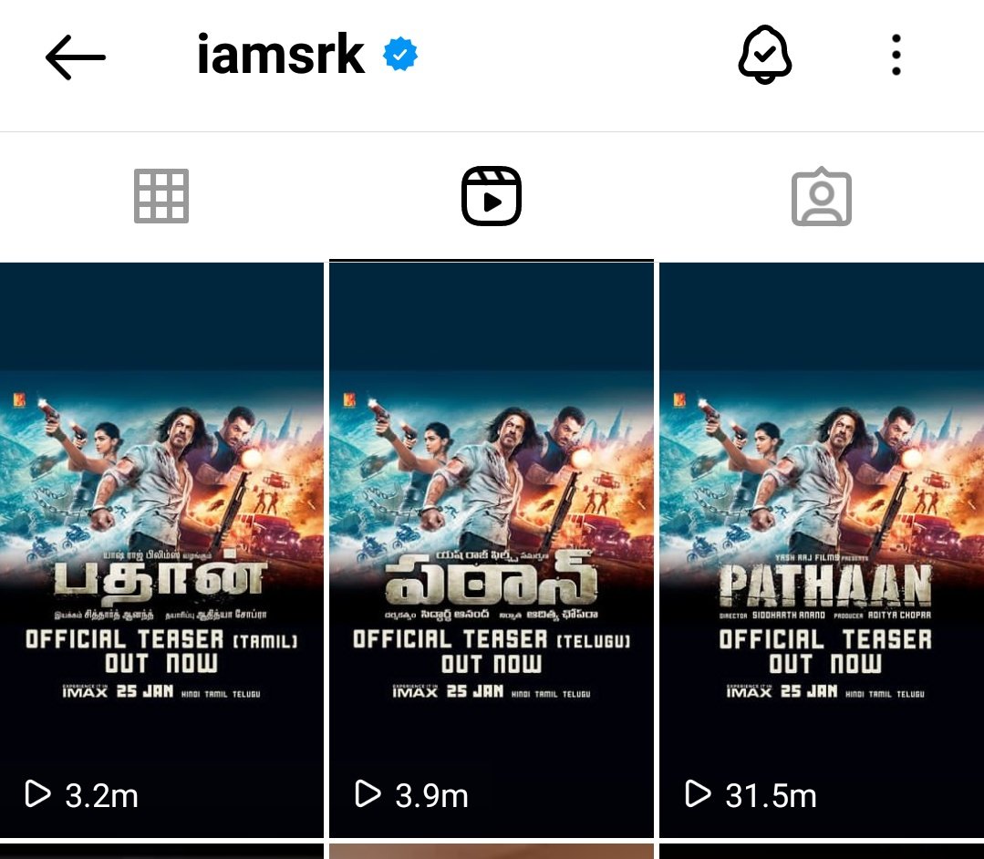 SRKBDFC1's tweet photo. #PathaanTeaser nearly got 50M views on Instragram in just 24 hours. (All 4 handles)

#HappyBirthdaySRK #SRK𓃵 #Pathaan https://t.co/GdczdVPaBL