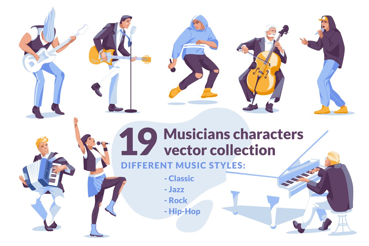 AgafonovaMarii1's tweet photo. Vector set of different musicians. Suitable for app, web, print and media design. Available on Creative Market.
https://t.co/EhTDK58wKa 
#vectorart #vectorstock #stock #illustration #forsale #musicians #music #caharcters #forapp #forprint #Forweb #formedia #design https://t.co/NvVFDL42Bi