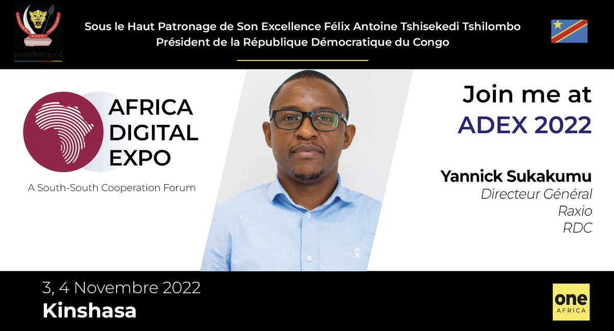 RaxioR's tweet photo. Rejoignez nous ce 3/4 Nov a l'ADEX22 by @oneafricaforum au @FCHBlazonHotels ou nous interviendrons sur la question de la cybersecurité en Afrique. #Raxiodatacenter #Goldsponsor #RDC @raxio_group @numeriquecd @migishaofficiel @kolongele https://t.co/B1YVoergNH