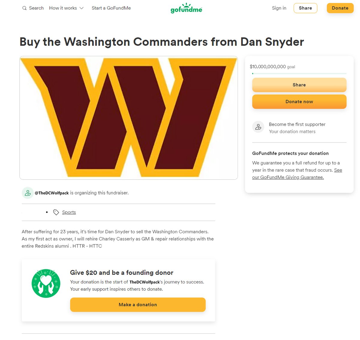 TheDCWolfpack's tweet photo. FOR THE PEOPLE!!! 🤣

#HTTC #HTTR #NFL #GoFundMe https://t.co/JQ2o2fN67V
