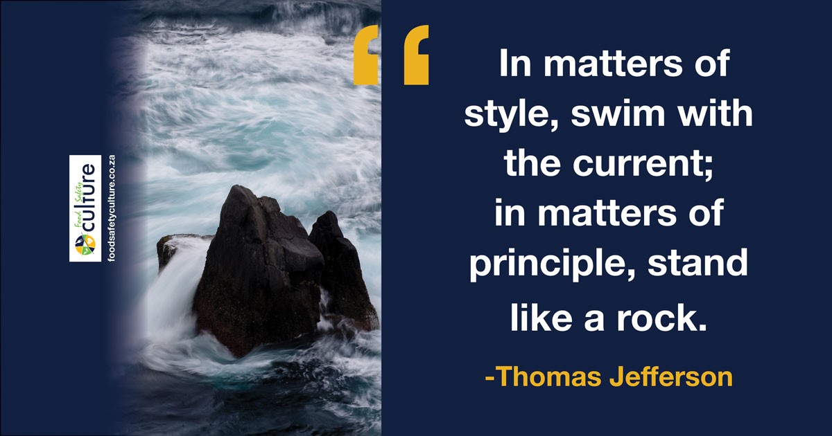 SafeFoodCulture's tweet photo. In matters of style, swim with the current; in matters of principle, stand like a rock.
#thoughtforthursdays #foodsafetyculture #teamplayers #motivation #leadership #culturechange #qualitymatters https://t.co/yJjYLB0MYW