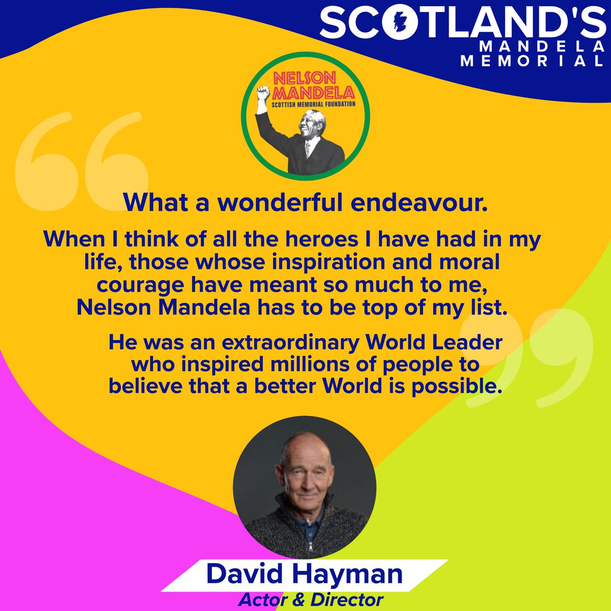 Can you help to push us over the line? What our supporters say...We are grateful to David Hayman who shared these words of support. Scotland's Mandela Statue - Make It Happen! Please donate at bit.ly/MandelaCrowd