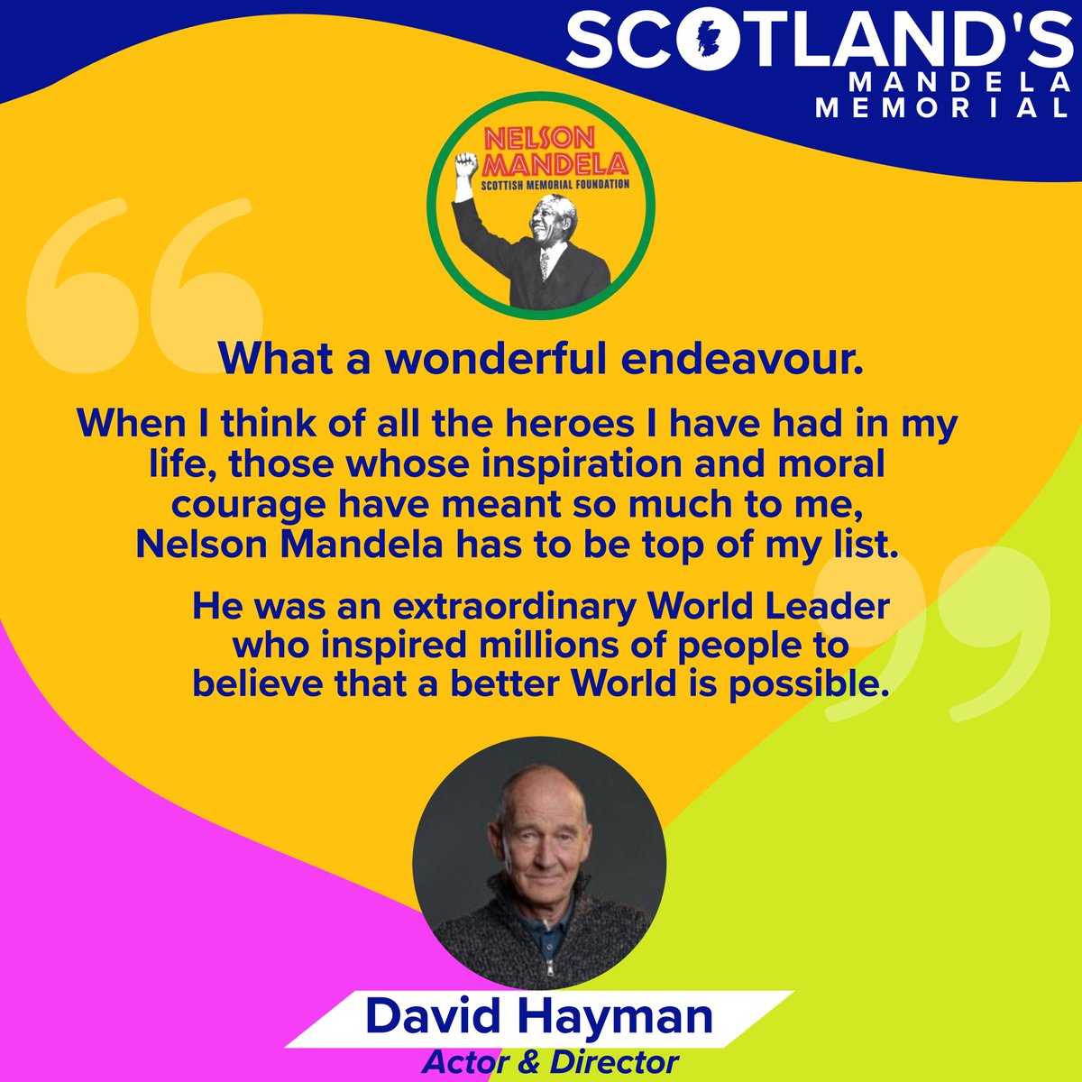 mandelasmf's tweet image. Can you help to push us over the line?  
What our supporters say...We are grateful to David Hayman who shared these words of support. 
Scotland's Mandela Statue - Make It Happen! Please donate at bit.ly/MandelaCrowd