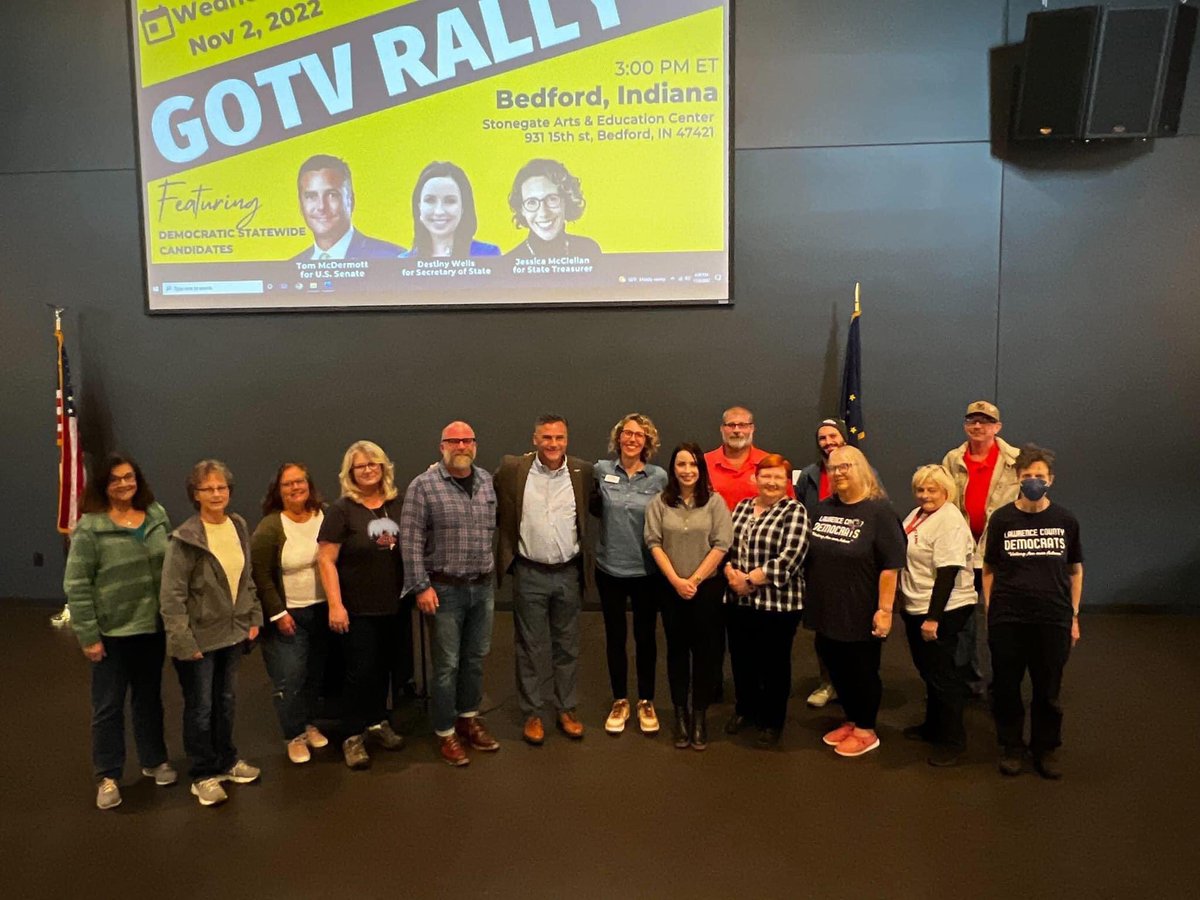 GOTV rally for statewide Dem candidates in Bedford yesterday. Thank you <a href="/gomcdermott/">McDermott for Indiana</a> , <a href="/TheDestinyWells/">Destiny Wells</a> and <a href="/jessica4indiana/">Jessica McClellan</a> ! We missed you, @votezenai !