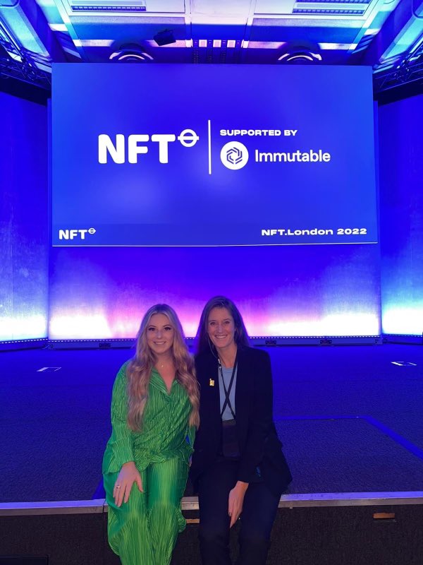 NFT_NYC's tweet photo. Who runs the world, Girls!! 

Shoutout to these 2 wonderful women for making the magic happen here at NFT London! 

@qbuttonphd @theblondebroker https://t.co/AJH2wDIzuT