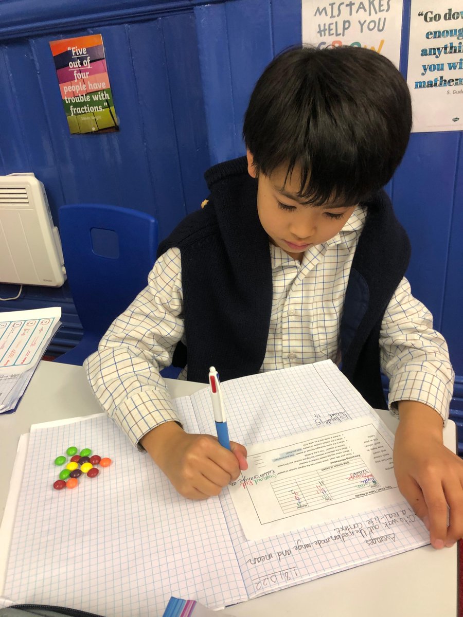 SJBWindsor's tweet photo. Who says that exam preparations should be boring? Our Year 6 boys are sweetening their revision by using skittles to practice finding the mean, range, mode and median in maths.
#SJBfun #SJBcurious #SJBupperschool #SJBmaths https://t.co/GCORQKIklF