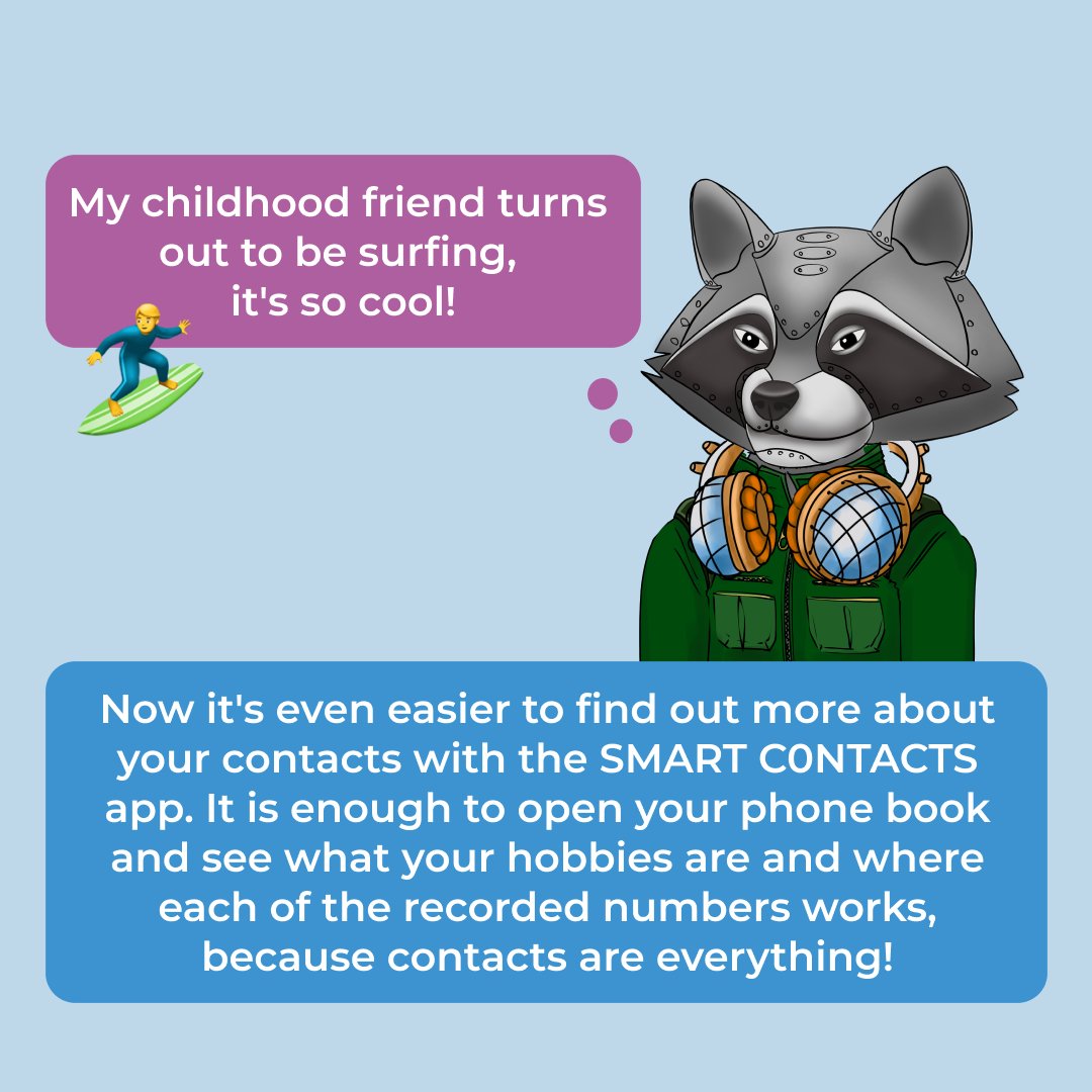 SMARTC0NTACTS's tweet image. 😃
Learn everything about your #phonebook with SMART C0NTACTS! 📞

Is your phone overloaded with contacts so much that you forget who does what? We fix it in two clicks! 😉

#connection_channels #Interaction #invite #findpeople #communication #SMARTC0NTACTS