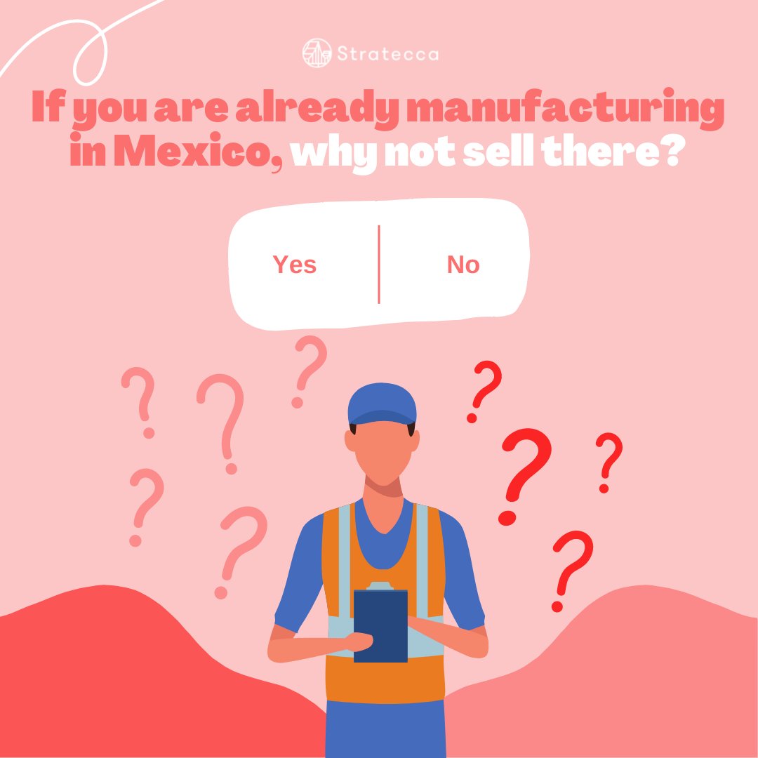 stratecca1's tweet photo. If you are one of "those people" already manufacturing in Mexico - first of all, nice work - secondly, might I suggest you start selling there as well? I mean, CUSMA, neighboring countries, the US market... sounds good doesn't it? Give us a call, we'll help you get started https://t.co/BFPrtiiiei