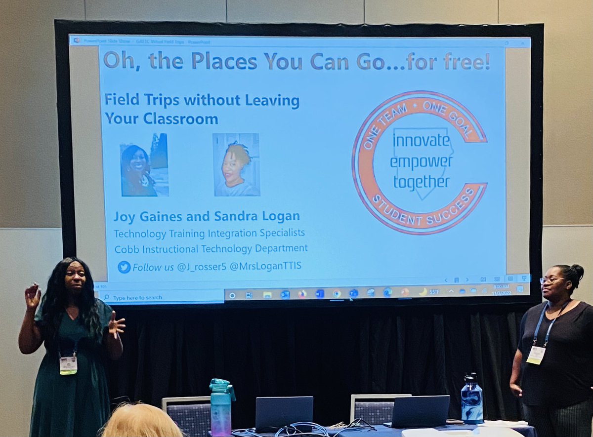 Rhonda Dye (@redye2013) on Twitter photo Excited to start the day with the awesom <a href="/j_rosser5/">Joy Gaines</a> and <a href="/MrsLoganTTIS/">Sandra Logan</a> #GaETC2022 #cobbintech Excited to start the day with the awesom <a href="/j_rosser5/">Joy Gaines</a> and <a href="/MrsLoganTTIS/">Sandra Logan</a> #GaETC2022 #cobbintech