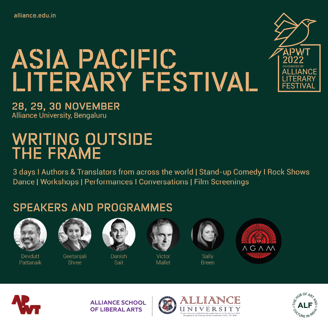 AllianceUniOfcl's tweet photo. Alliance University’s School of Liberal Arts in association with Asia Pacific Writers & Translators Inc. proudly presents APWT 2022. The literary festival will be held on November 28, 29 & 30, 2022 amidst the welcoming Alliance campus.
#allianceuniversity #bengaluru #apwt #apac https://t.co/P07UyBAsPZ