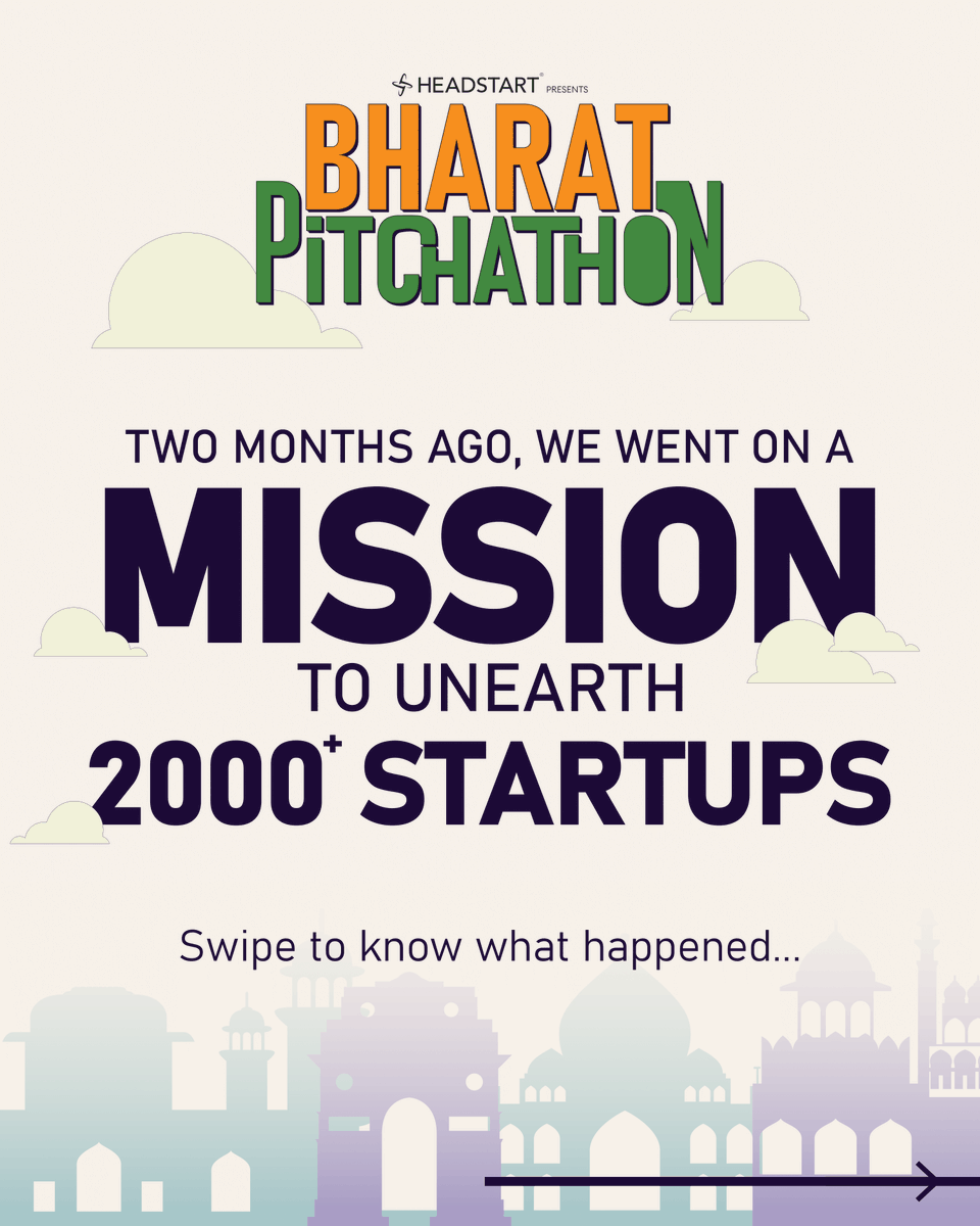 Headstarters's tweet photo. What a journey it has been ~ 2 Months of triumph 🎊

Bharat Pitchathon is an initiative that aimed to unearth the hidden startup gems in Bharat and assist them with fundraising and market access. Successfully unearthed 2000+ Startups. 🥂

Here to the Hall of Famers - 69 Startups https://t.co/EQBAoaihWR