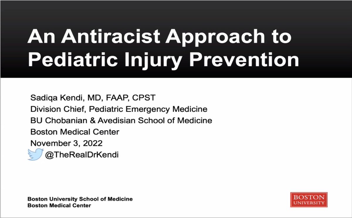 Thrilled to have @TheRealDrKendi from #Pediatrics @The_BMC giving Grand Rounds today on her work in describing and addressing disparities in pediatric injury prevention.