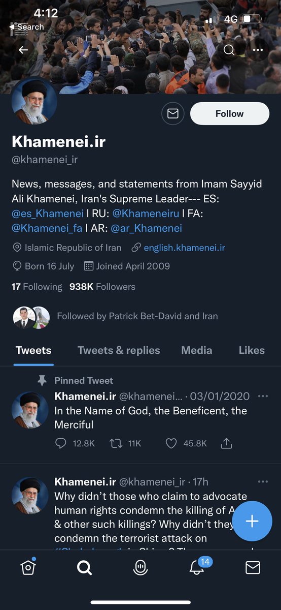 MissEnsiChegini's tweet photo. @elonmusk can you close down this page ! He should not be on any platform spreading his hate and killings ! https://t.co/LvOSc5kQcq