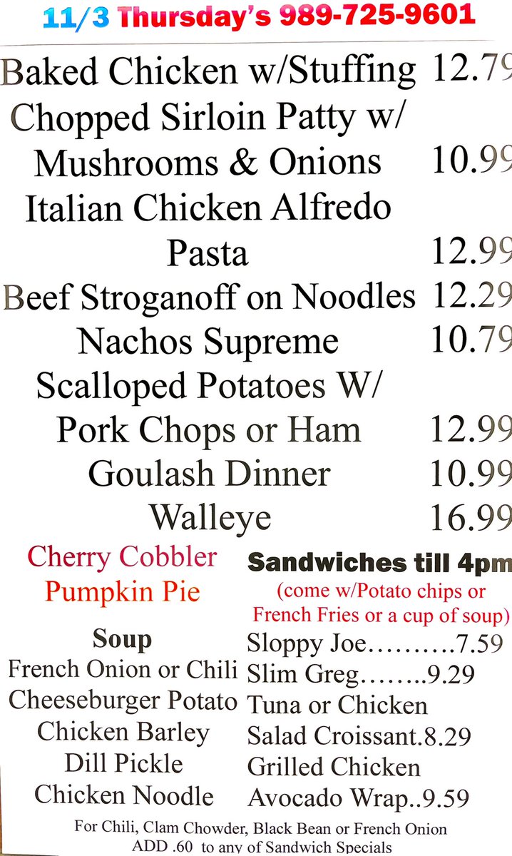 gregandlous's tweet photo. Thursday November 3rd Specials https://t.co/7VEEeuNGlQ