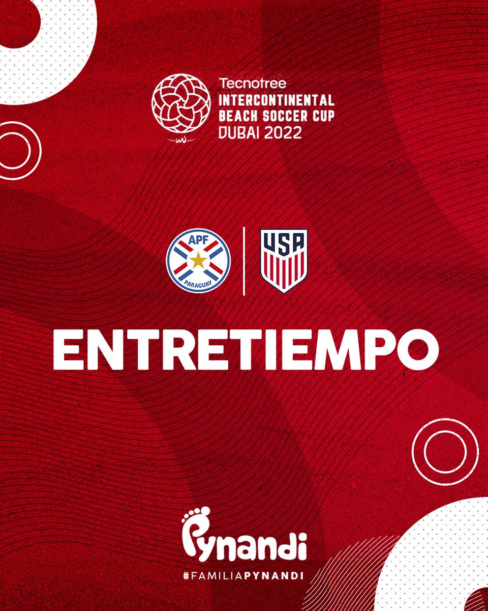 #FamiliaPynandi 👣 ⏱ Final del primer periodo. ➡️ #Paraguay 🇵🇾 1 ➡️ #EEUU 🇺🇲 1 ¡Vamos Paraguay! 📺 @TigoSportsPY + (Señal 101) #APFFútbolPlaya 🇵🇾 #EmiratesIntercontinentalCup