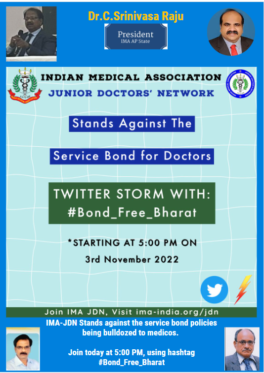 DR CSRAJU,state president,IMA AP urges <a href="/mansukhmandviya/">Dr Mansukh Mandaviya</a> <a href="/NMC_IND/">National Medical Commission</a> @NBEMS_INDIA <a href="/PMOIndia/">PMO India</a> remove the clause of monitory bond for PGs to see #Bond_free_bharat <a href="/IMAIndiaOrg/">Indian Medical Association</a> <a href="/imajdnnational/">IMA JDN National</a> <a href="/HqsMsn/">IMA-MSN (HQs) Official</a> <a href="/official_aimsa/">ALL INDIA MEDICAL STUDENTS' ASSOCIATION</a> <a href="/FAIMA_INDIA_/">FAIMA Doctors Association</a> <a href="/timesofindia/">The Times Of India</a> <a href="/PTI_News/">Press Trust of India</a> <a href="/the_hindu/">The Hindu</a>