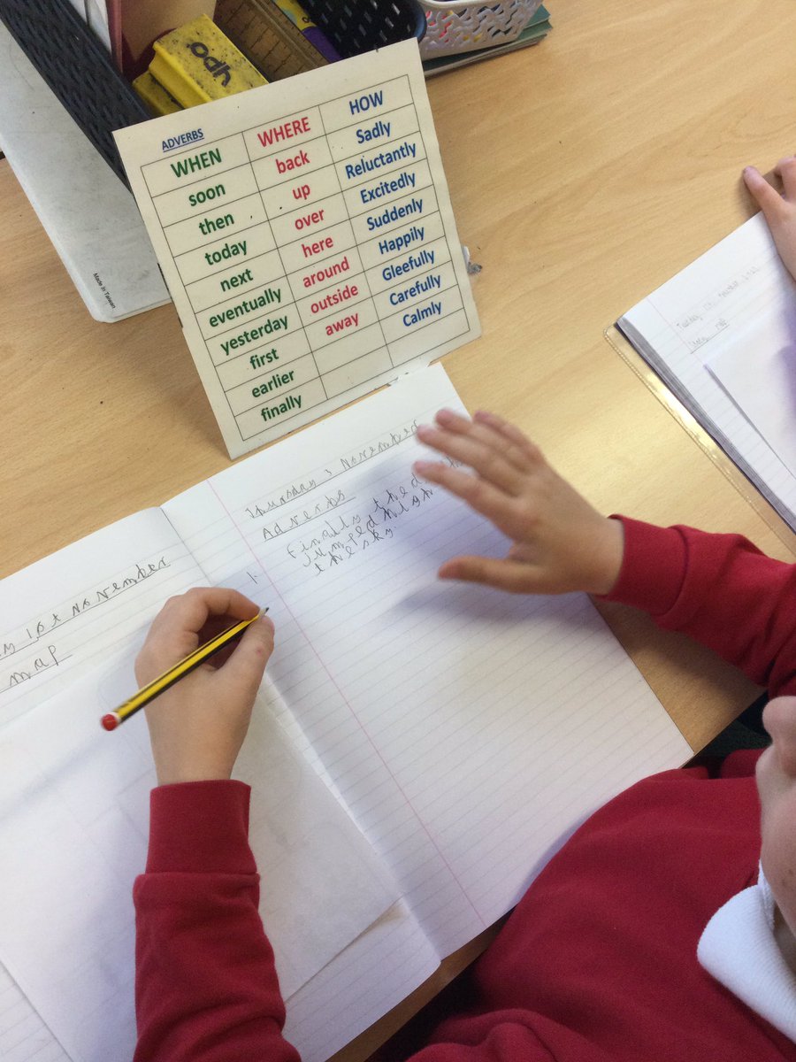 MD_Class3's tweet photo. @MD_Class3 were adding a variety adverbs into their sentences this morning ✍️ #mdwriting @MillDamSchool https://t.co/vUNZOd1LuI