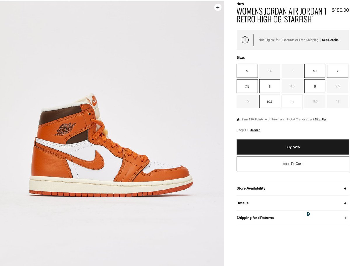 SOLELINKS's tweet photo. Ad: Few sizes restocked
Women's Air Jordan 1 Retro High OG 'Starfish'
=> https://t.co/cZc97QbwJV https://t.co/8vB5eSky3k