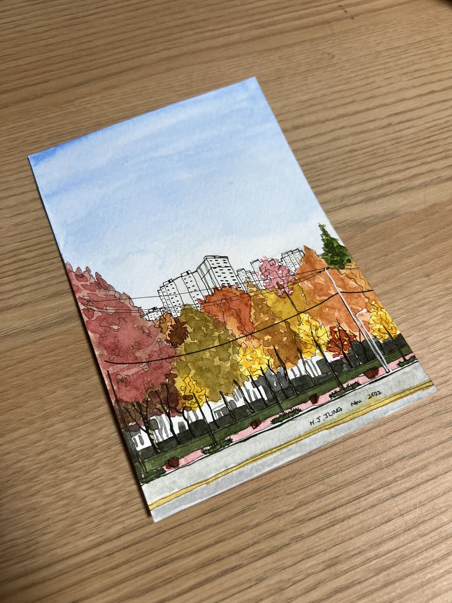 Hyunjiny's tweet photo. 익산의 가을
.
.
#익산시 #가을 #펜스케치 #수채화 #단풍 #iksancity #fall #autumn #pensketch #watercolor #AutumnColors #southkorea https://t.co/lVO9aIWL5M