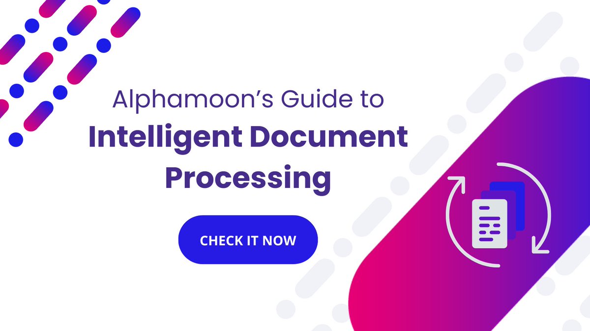 Thousands of documents are lost, misplaced, or damaged, causing companies to lose money.  

What if document automation could prevent these losses?

Check our #guide to #intelligentdocumentprocessing to find the answers!🙌 

alphamoon.ai/what-is-idp-in…

#idp #alphamoon #aitech