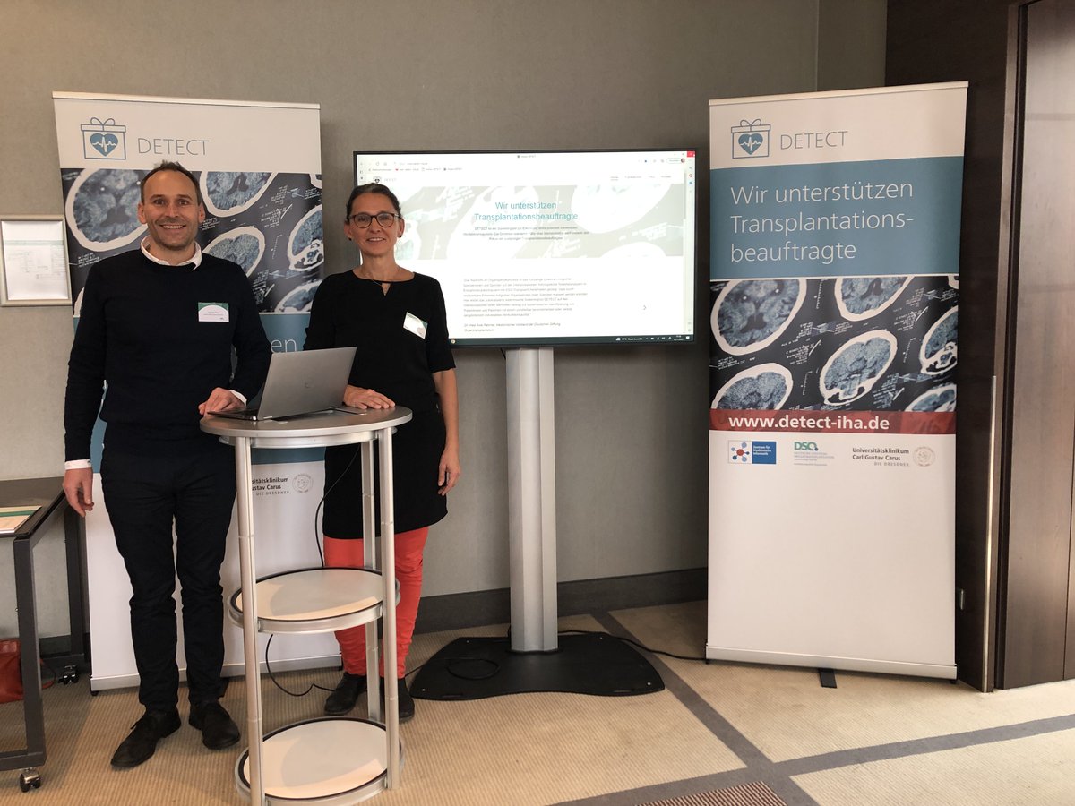 DSO-Koordinator Konrad Pleul und Dr. Anne Trabitzsch @Medizin_TUD stellen auf dem #DSOKongress DETECT vor, ein Screeningtool für die frühe Spendererkennung. Entwickelt wurde es von der Hochschulmedizin Dresden in Kooperation mit der DSO.