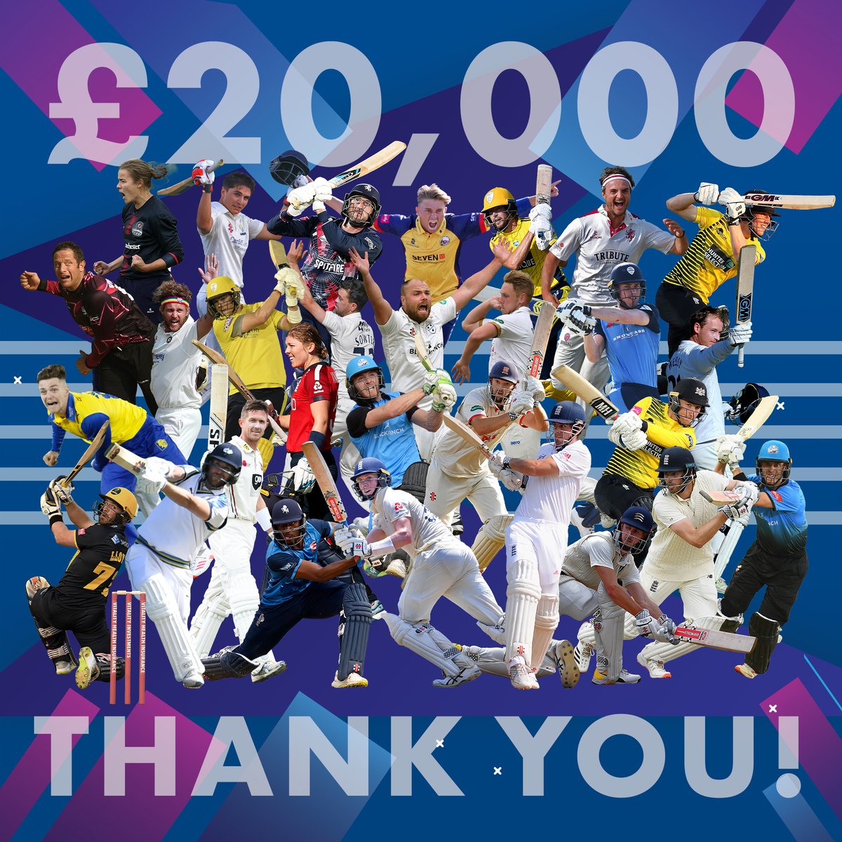 We'd like to say a huge thank you to all the cricketers who've participated in our Runs &amp; Wickets 4 Change campaign &amp; to those who pledged! 🙌

Since 2020 we've raised over £20,000 which will help young people with disabilities &amp; from disadvantaged communities through cricket 🎉